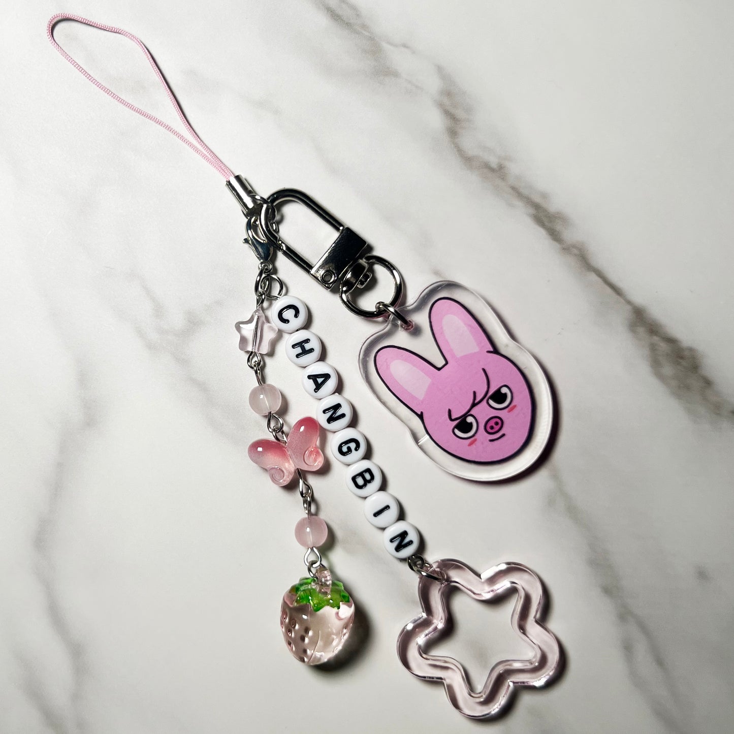 SKZ Acrylic Beaded Bias Keychain Lightstick Phone Charms