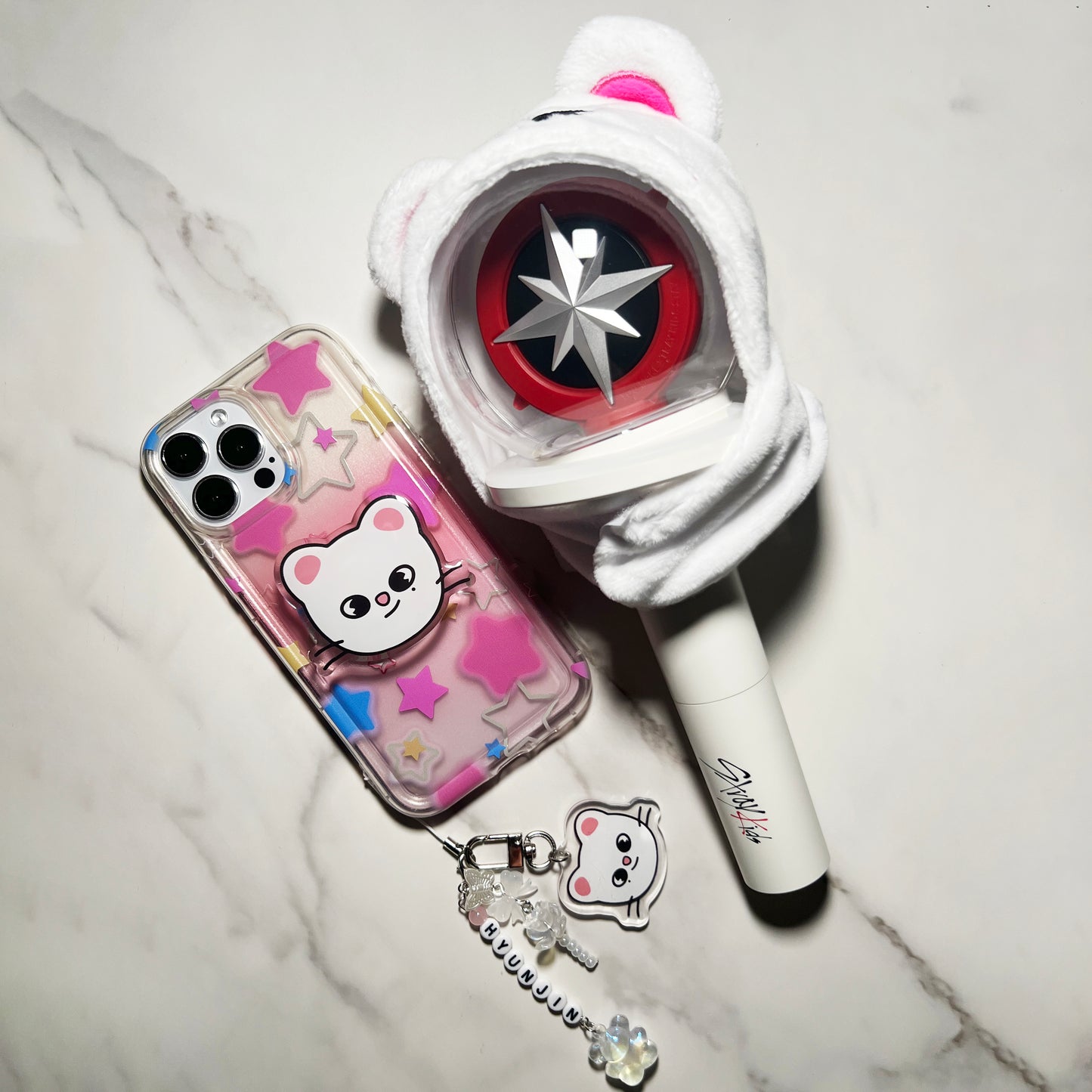 SKZ Acrylic Beaded Bias Keychain Lightstick Phone Charms