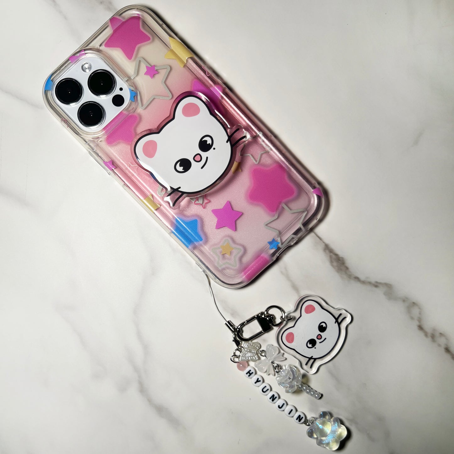 SKZ Acrylic Beaded Bias Keychain Lightstick Phone Charms