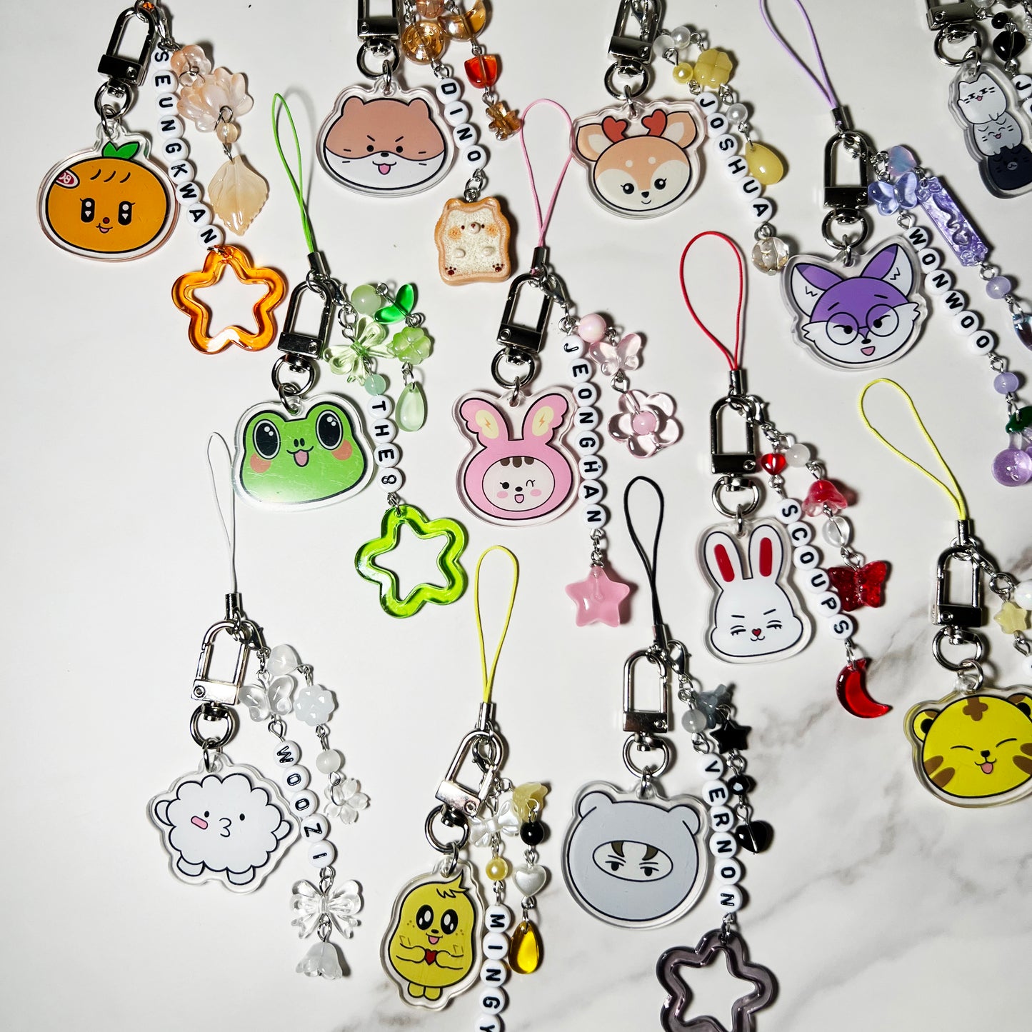 SVT Acrylic Beaded Bias Keychain Lightstick Phone Charms