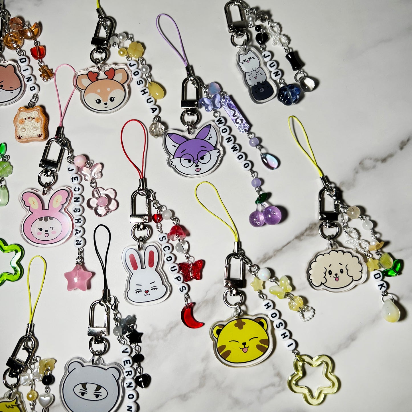 SVT Acrylic Beaded Bias Keychain Lightstick Phone Charms