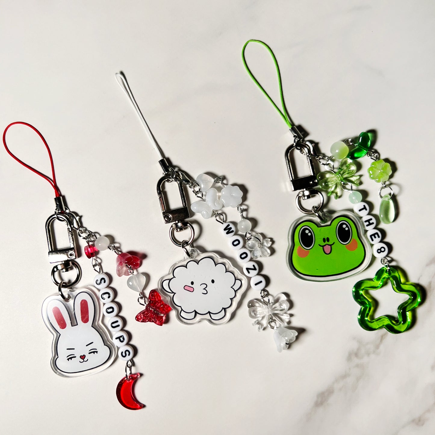 SVT Acrylic Beaded Bias Keychain Lightstick Phone Charms